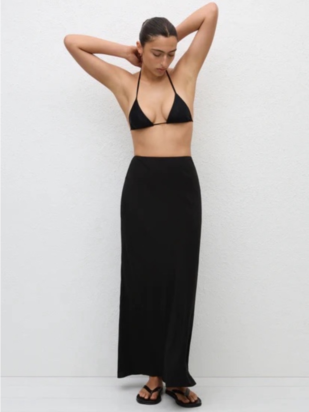 Matteau Black Silk Maxi Skirt with Fluid Silhouette US4